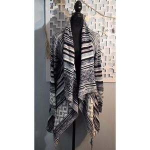 Crave Fame by Almost Famous Cardigan Womens Large Open Front Multicolor Stripe